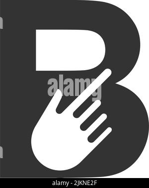 Letter combined with a hand cursor icon illustration template Stock Vector