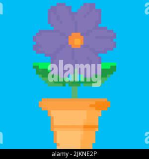 Flower in a pot, pixel art and creating your own garden Stock Vector