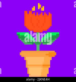 Flower in a pot, pixel art and creating your own garden Stock Vector