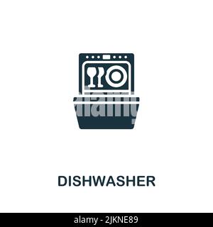 Dishwasher icon. Monochrome simple line Housekeeping icon for templates, web design and infographics Stock Vector
