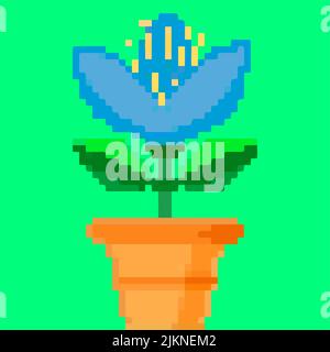 Flower in a pot, pixel art and creating your own garden Stock Vector