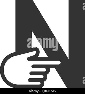 Letter combined with a hand cursor icon illustration template Stock Vector