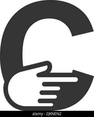 Letter combined with a hand cursor icon illustration template Stock Vector