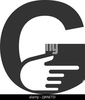 Letter combined with a hand cursor icon illustration template Stock Vector