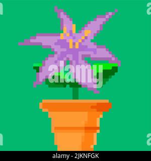 Flower in a pot, pixel art and creating your own garden Stock Vector