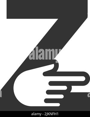 Letter combined with a hand cursor icon illustration template Stock Vector