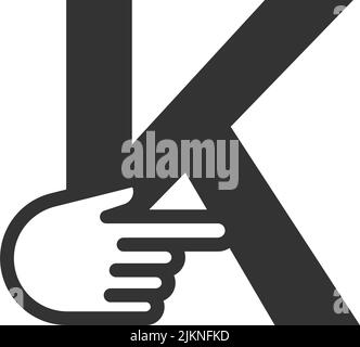 Letter combined with a hand cursor icon illustration template Stock Vector