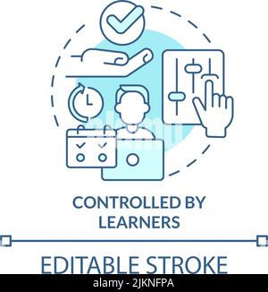 Controlled by learners turquoise concept icon Stock Vector