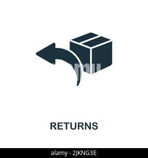 Returns icon. Monochrome simple line Online Store icon for templates, web design and infographics Stock Vector