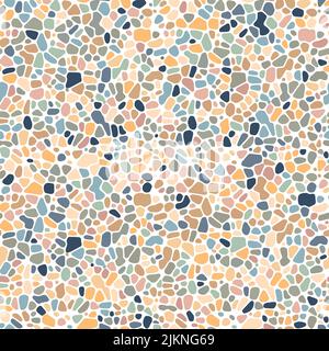 Seamless floor pattern of small bright round sea pebbles. Vector background. Decoration with tiles for paths, walls and paving. Kitchen, bathroom, gar Stock Vector