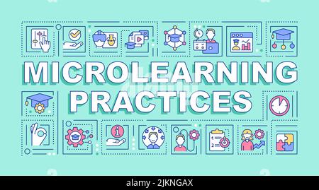 Microlearning practices word concepts mint banner Stock Vector