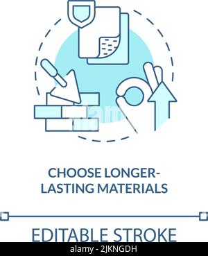 Choose longer lasting materials turquoise concept icon Stock Vector
