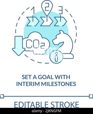Set goal with interim milestones turquoise concept icon Stock Vector