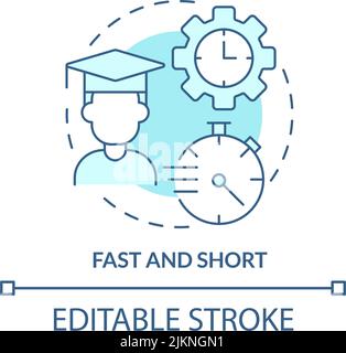 Fast and short turquoise concept icon Stock Vector