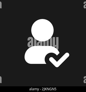 Saving changed information of contact dark mode glyph ui icon Stock Vector