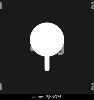 Round pushpin dark mode glyph ui icon Stock Vector