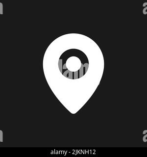 Location pin dark mode glyph ui icon Stock Vector