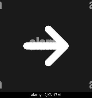 Rightwards arrow dark mode glyph ui icon Stock Vector