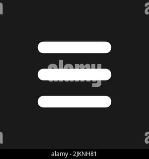 Hamburger like menu dark mode glyph ui icon Stock Vector