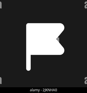 Simple flag for report dark mode glyph ui icon Stock Vector