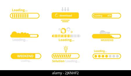 Loading yellow line scale set Stock Vector