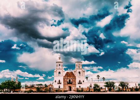 500px Photo ID: 302580939 - A cloudy day at San Xavier Mission Plaza | Summer '17 Stock Photo