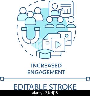 Increased engagement turquoise concept icon Stock Vector