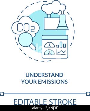 Understand your emissions turquoise concept icon Stock Vector