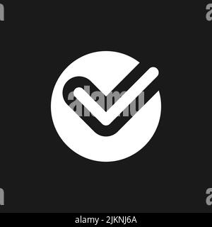 Accept button dark mode glyph ui icon Stock Vector