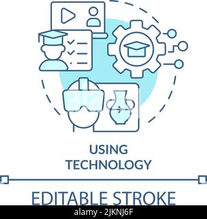 Using technology turquoise concept icon Stock Vector