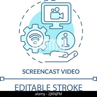 Screencast video turquoise concept icon Stock Vector
