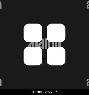 Bento like menu dark mode glyph ui icon Stock Vector