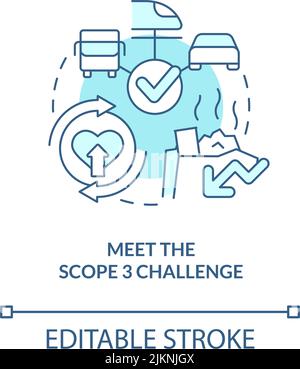 Meet scope three challenge turquoise concept icon Stock Vector