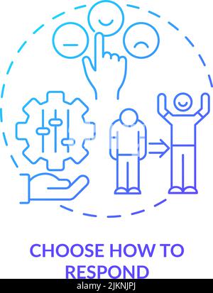 Choose how to respond blue gradient concept icon Stock Vector