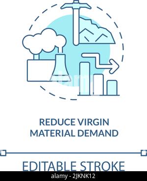 Reduce virgin material demand turquoise concept icon Stock Vector