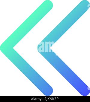 Left double arrow pixel perfect gradient linear ui icon Stock Vector