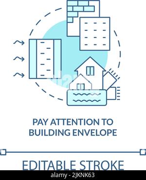 Pay attention to building envelope turquoise concept icon Stock Vector