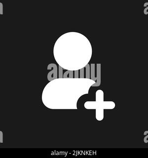 Add new contact dark mode glyph ui icon Stock Vector