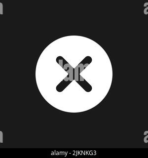 Delete button dark mode glyph ui icon Stock Vector