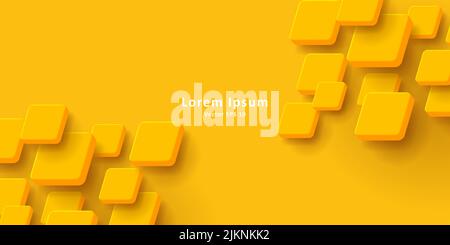 yellow abstract background with cubes overlay, diagonal edges composition. Vector illustration Stock Vector
