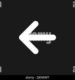 Leftwards arrow dark mode glyph ui icon Stock Vector