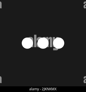 Three horizontal dots menu dark mode glyph ui icon Stock Vector