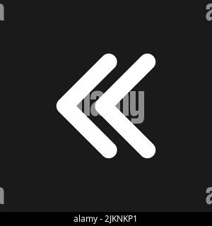 Left double arrow dark mode glyph ui icon Stock Vector