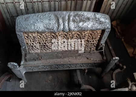 An old gas heater in the warehouse in Dayton, Ohio Stock Photo