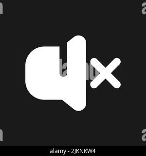 Turn off sound dark mode glyph ui icon Stock Vector