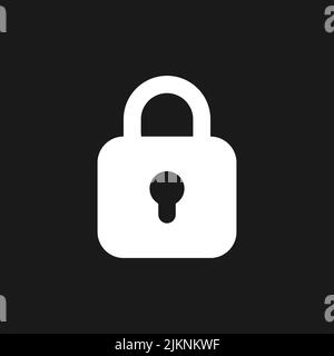 Locked padlock dark mode glyph ui icon Stock Vector