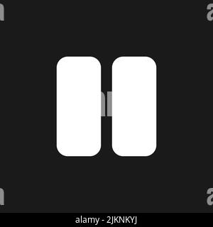 Pause button dark mode glyph ui icon Stock Vector