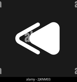 Fast reverse button dark mode glyph ui icon Stock Vector