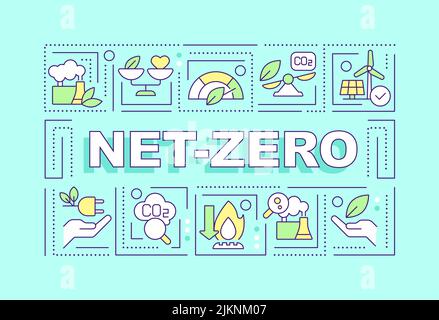 Net zero word concepts turquoise banner Stock Vector