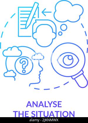 Analyse situation blue gradient concept icon Stock Vector